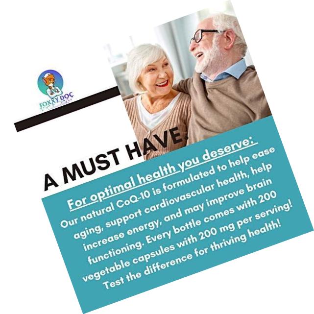 CoQ10 - Co-Enzyme Q10-400 mg - 200 Caps - Pure and High Absorption - Vegetable Capsules - Non-GMO - 100 Day Supply Heart and Cellular Energy by Foxxy Doc