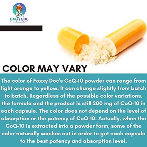 CoQ10 - Co-Enzyme Q10-200 mg - 200 Caps - High Absorption - Vegetable Capsules - Non-GMO - 6.5 Month Supply Heart and Cellular Energy by Foxxy Doc