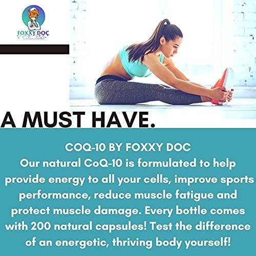 CoQ10 - Co-Enzyme Q10-200 mg - 200 Caps - High Absorption - Vegetable Capsules - Non-GMO - 6.5 Month Supply Heart and Cellular Energy by Foxxy Doc
