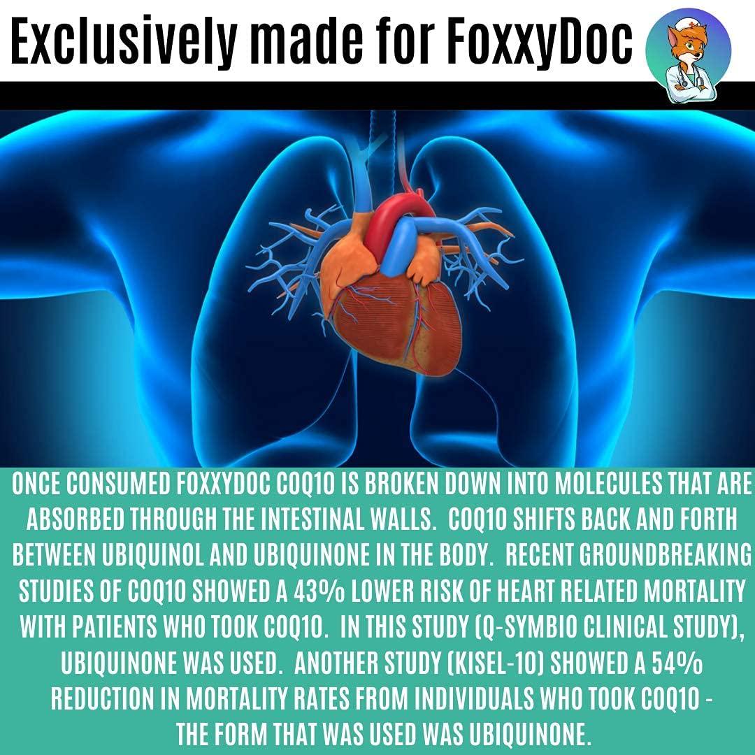 CoQ10 - Co-Enzyme Q10-200 mg - 200 Caps - High Absorption - Vegetable Capsules - Non-GMO - 6.5 Month Supply Heart and Cellular Energy by Foxxy Doc