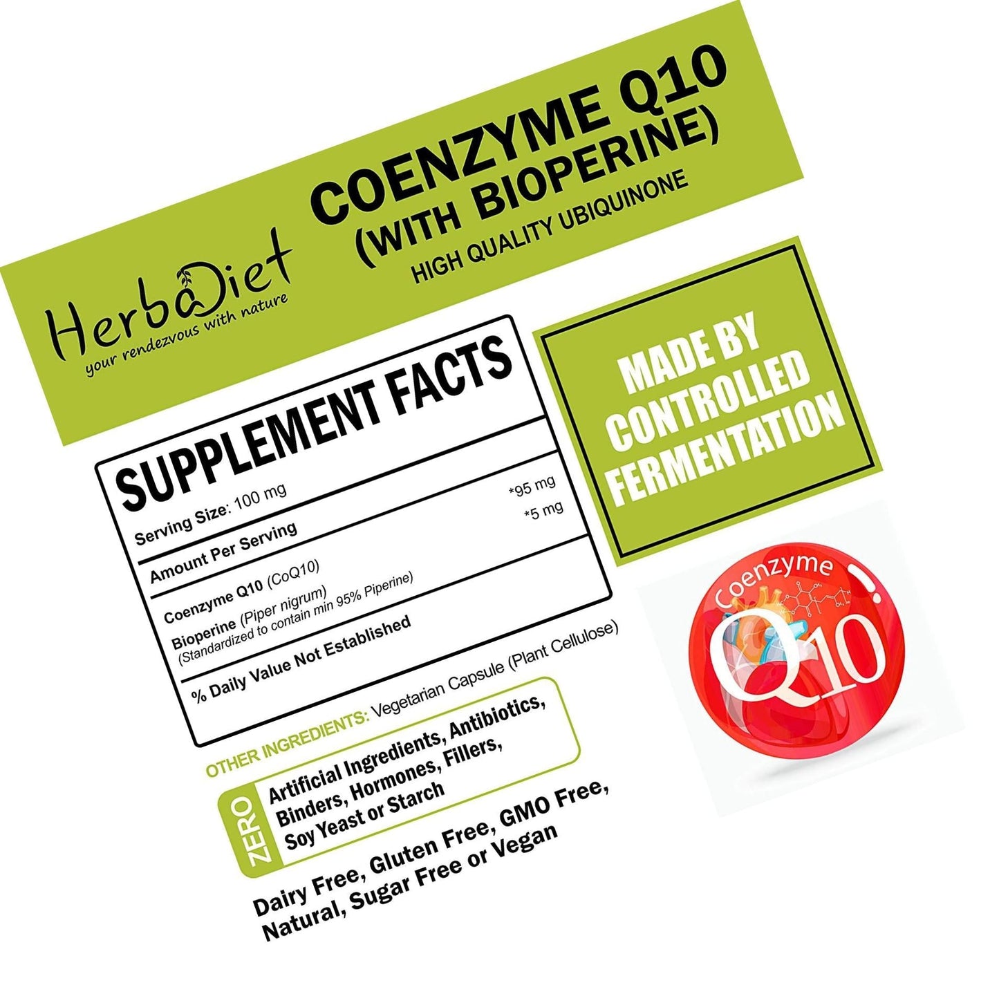 CoQ10 Coenzyme Q10 Powder with Piperine Anti-Aging Antioxidant Heart Health Cellular Energy (50 gram)
