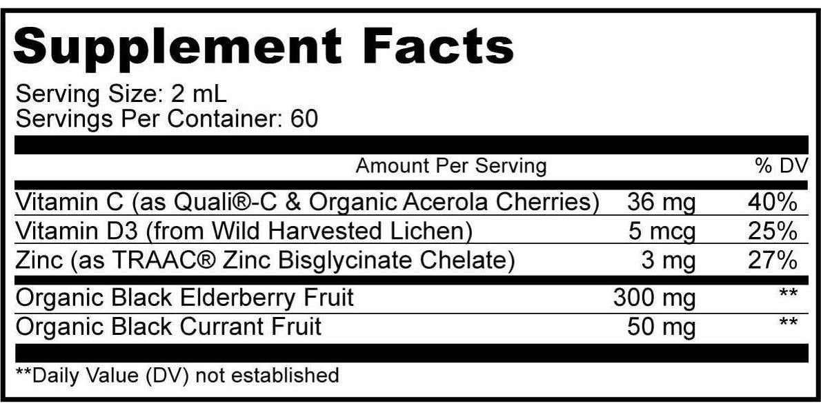 CodeAge Organic Black Elderberry Syrup Vitamins C D Zinc Blueberry and Raspberry - 4 fl oz