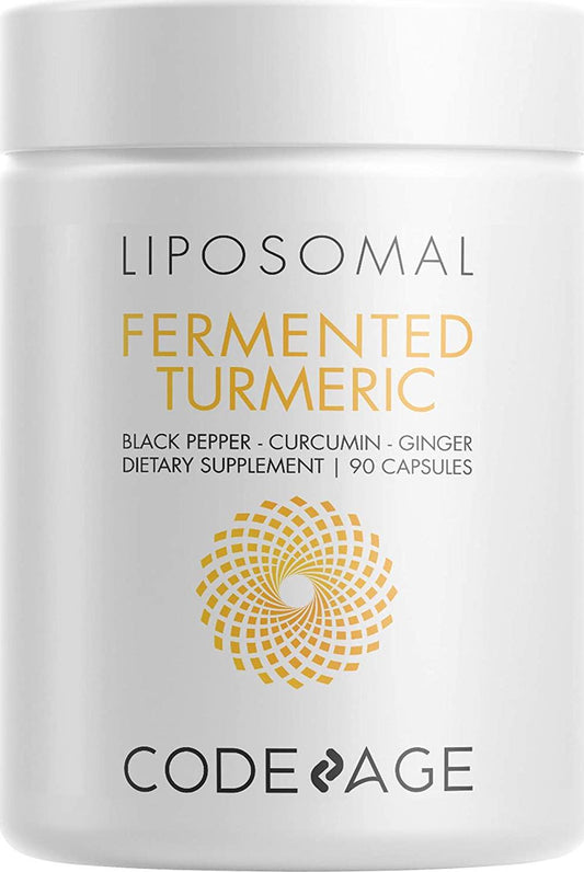 Codeage Fermented Turmeric Supplement, Organic Curcumin Infused with Essential Oils and Digestive Bitters, Optimized Liposomal Curcumin Complex with Ginger, Boswellia, Stephania, 90 Capsules