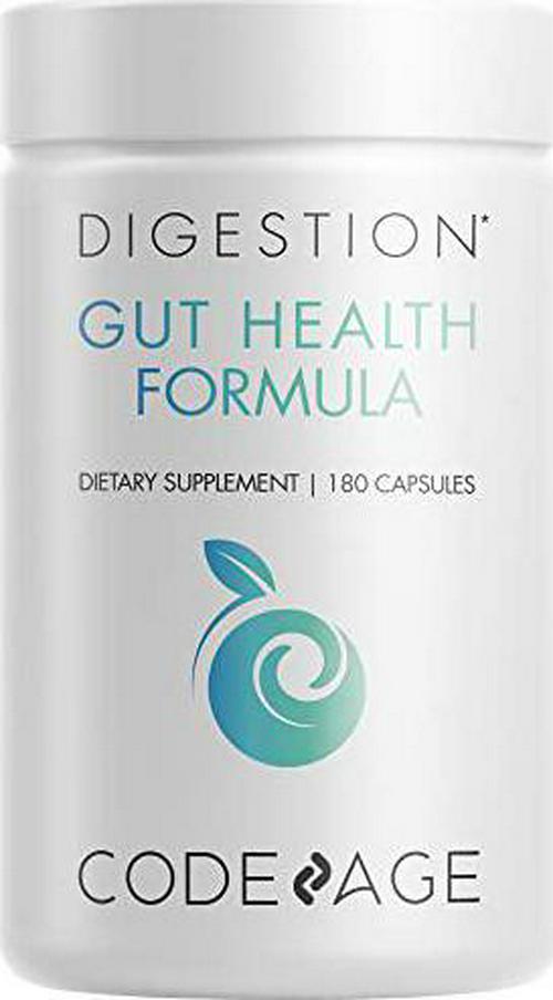 Codeage Gut Health Supplements Vegan Formula - L Glutamine, Zinc, Turkey Tail Mushroom Powder, Tonic Mushroom, Maitake, Micro Algae, Mineral, Licorice Root DGL - Probiotics, Prebiotics - 180 Capsules