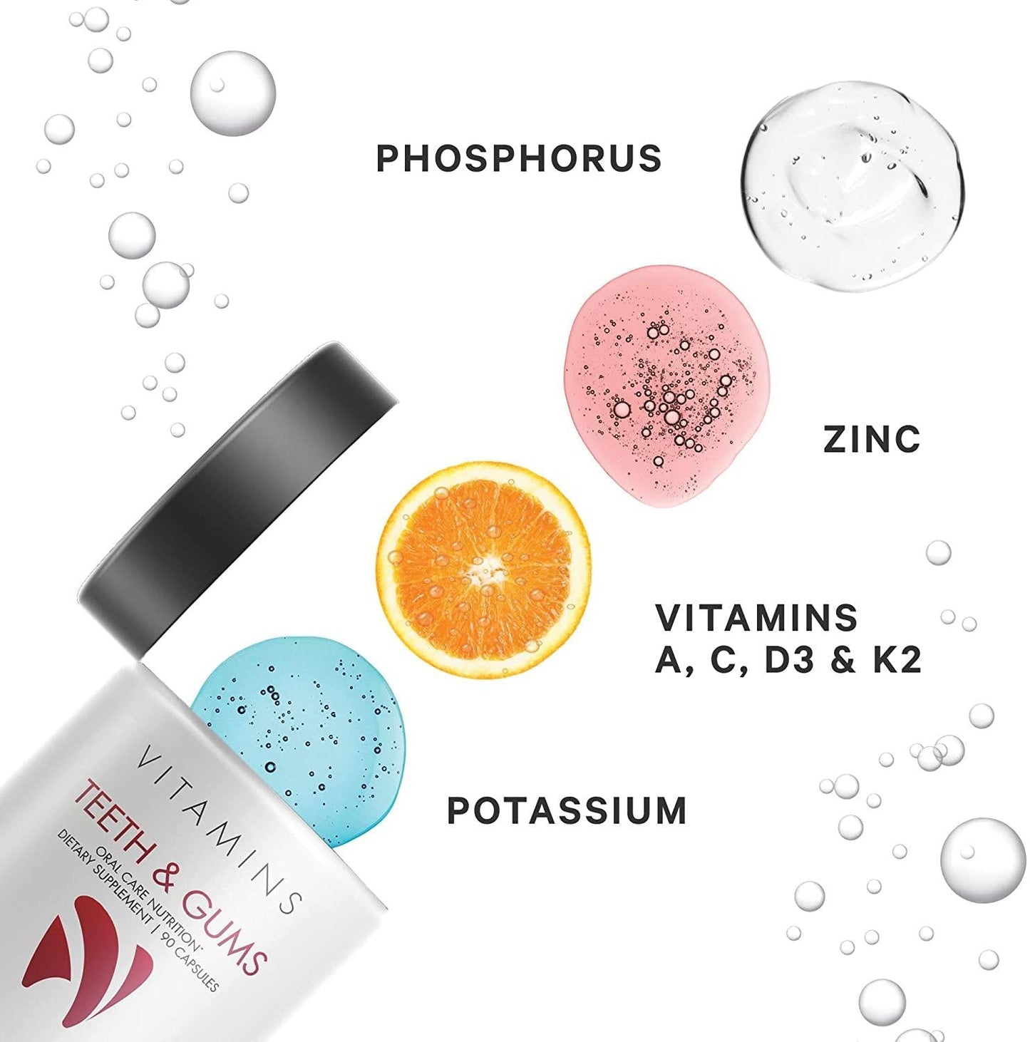 Codeage Teeth Gums and Bone Strength + Oral Probiotic Supplement for Mouth Throat Immunity Support Oral Dental and Bone Health - Plant-Based Calcium, Magnesium, Vitamin D3 C K2, Collagen - 90 Capsules