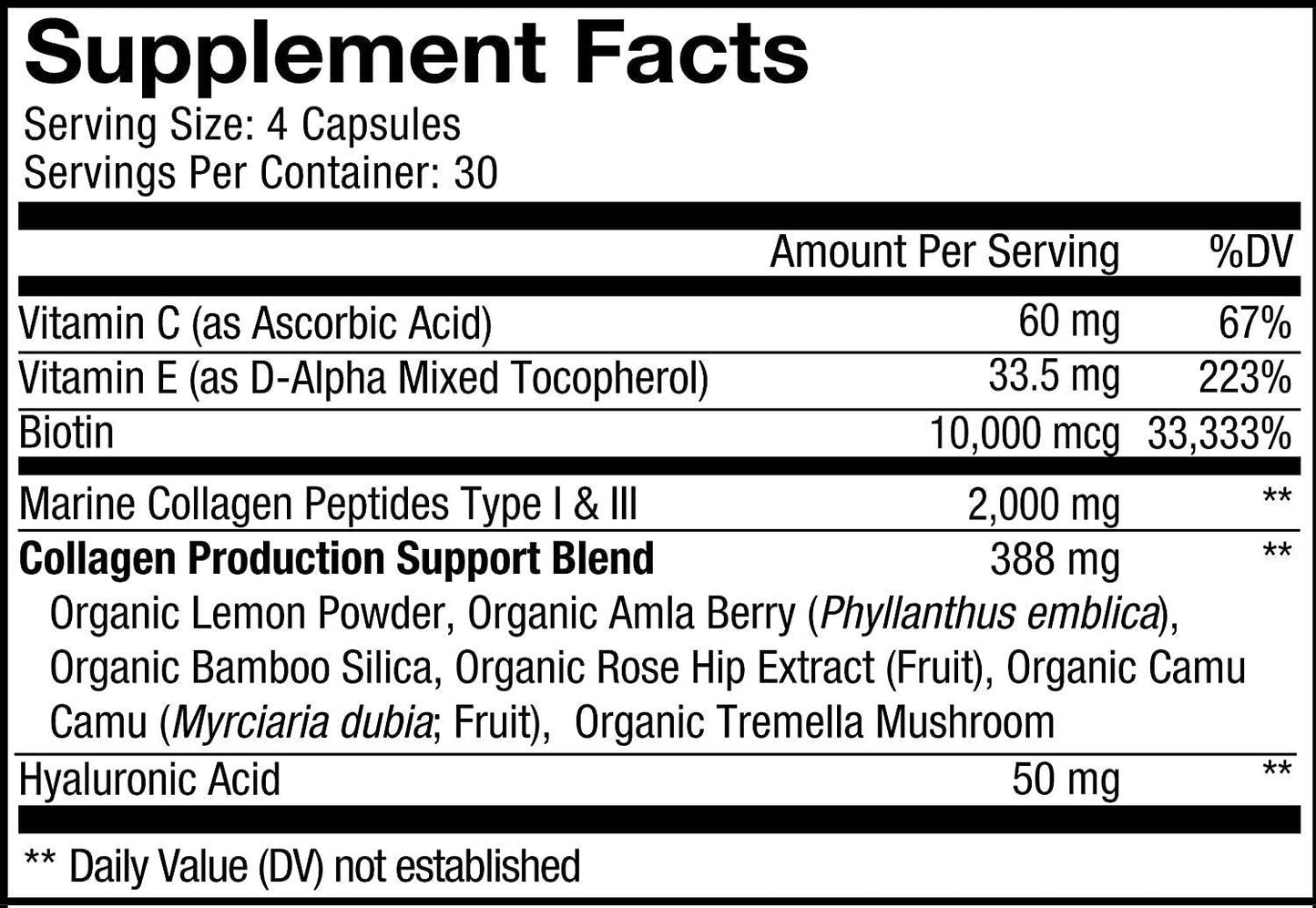 Codeage Wild-Caught Marine Collagen Peptides + Hyaluronic Acid + Vitamin C + Biotin - Hydrolyzed Fish Collagen Pills for Hair, Skin and Nails + Joint Support - Collagen for Women and Men - 120 Capsules