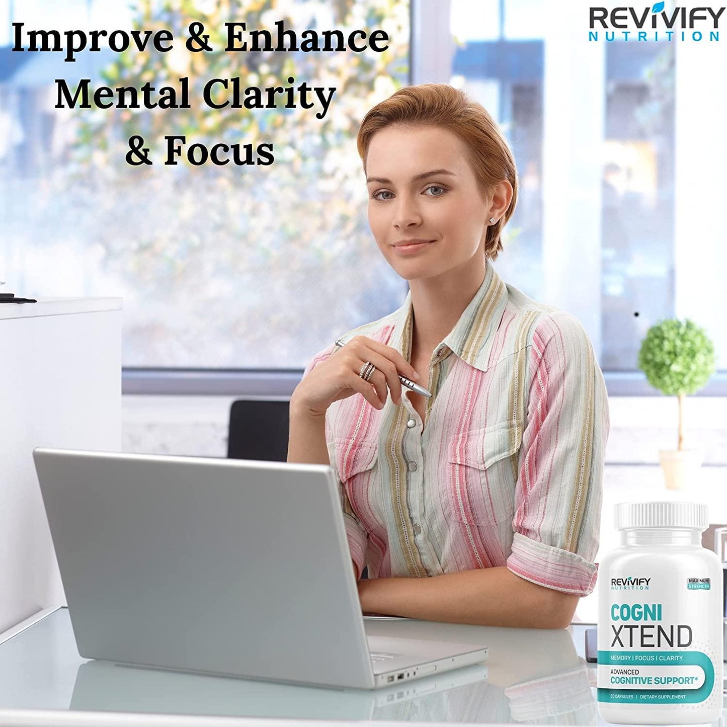 Cogni Xtend Brain Booster Supplement For Focus, Memory, Clarity, Energy. L Tyrosine+ Bacopa Ginkgo Biloba Extract Active Ingredients - Clarity for Brain Dust Brain Cogni Boost Supplement 30-day supply