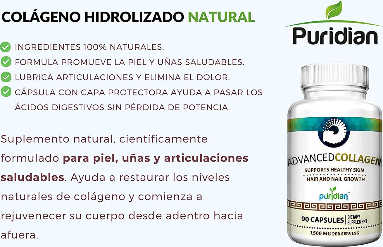 Colageno Hidrolizado Puro Avanzado | Capsulas Naturales Alivian Dolor De Articulaciones Y Huesos | Pastillas De 1500 Mg Basadas En Estudios Cientificos | Para Mujeres Y Hombres | Mejora La Piel Y Pelo