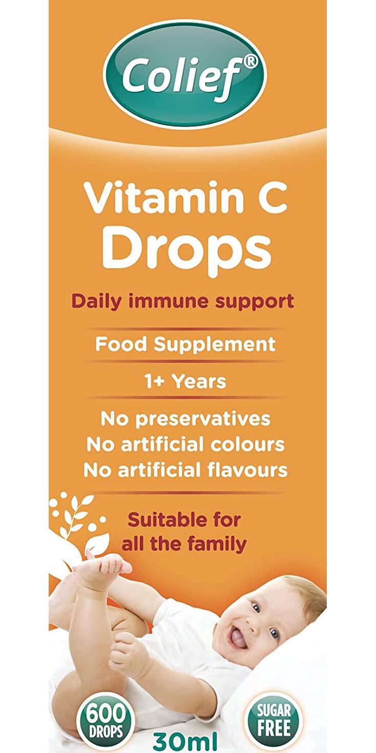 Colief Vitamin C Drops for Babies | Daily Immune Support for Infants Age +1 | Diary, Gluten and Preservative Free | Supports Development of Healthy Bones and Teeth | 600 Drops