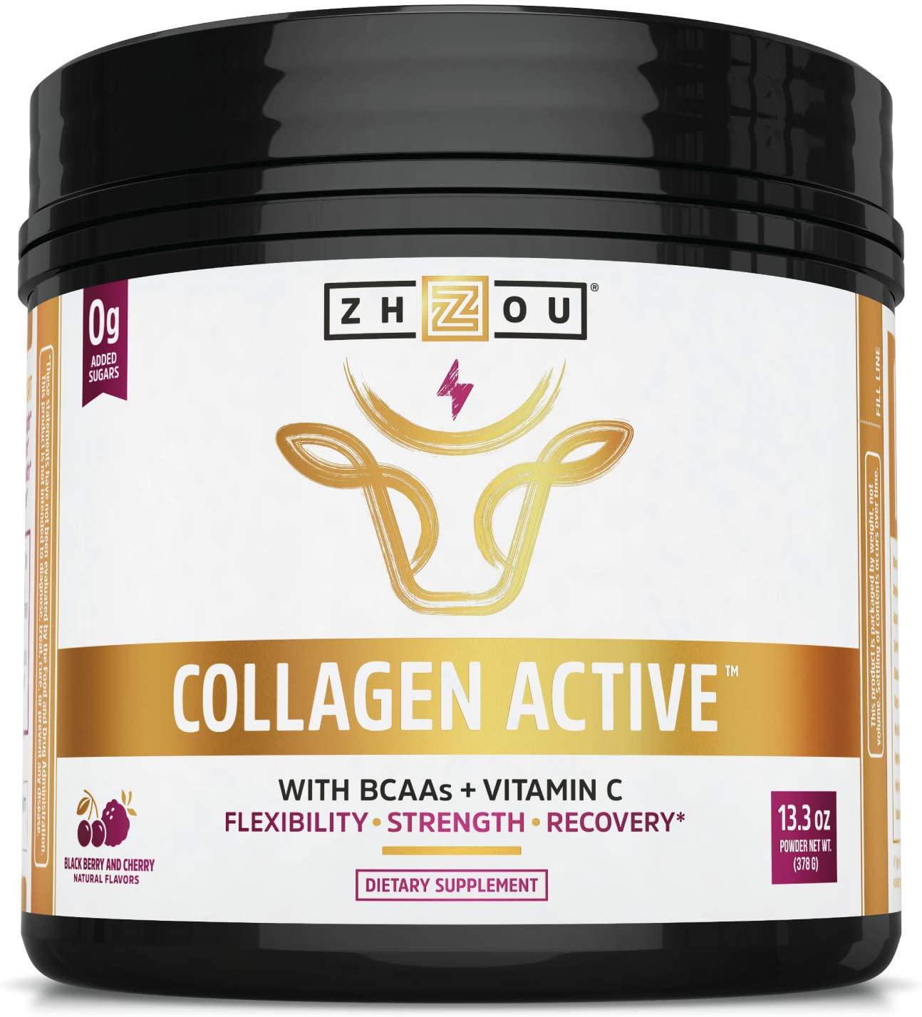 Collagen Active - Pure Hydrolyzed Collagen Peptides BCAA Powder with Vitamin C (13.3oz) - Supplement for Radiant Skin, Joint Flexibility, and Muscle Recovery
