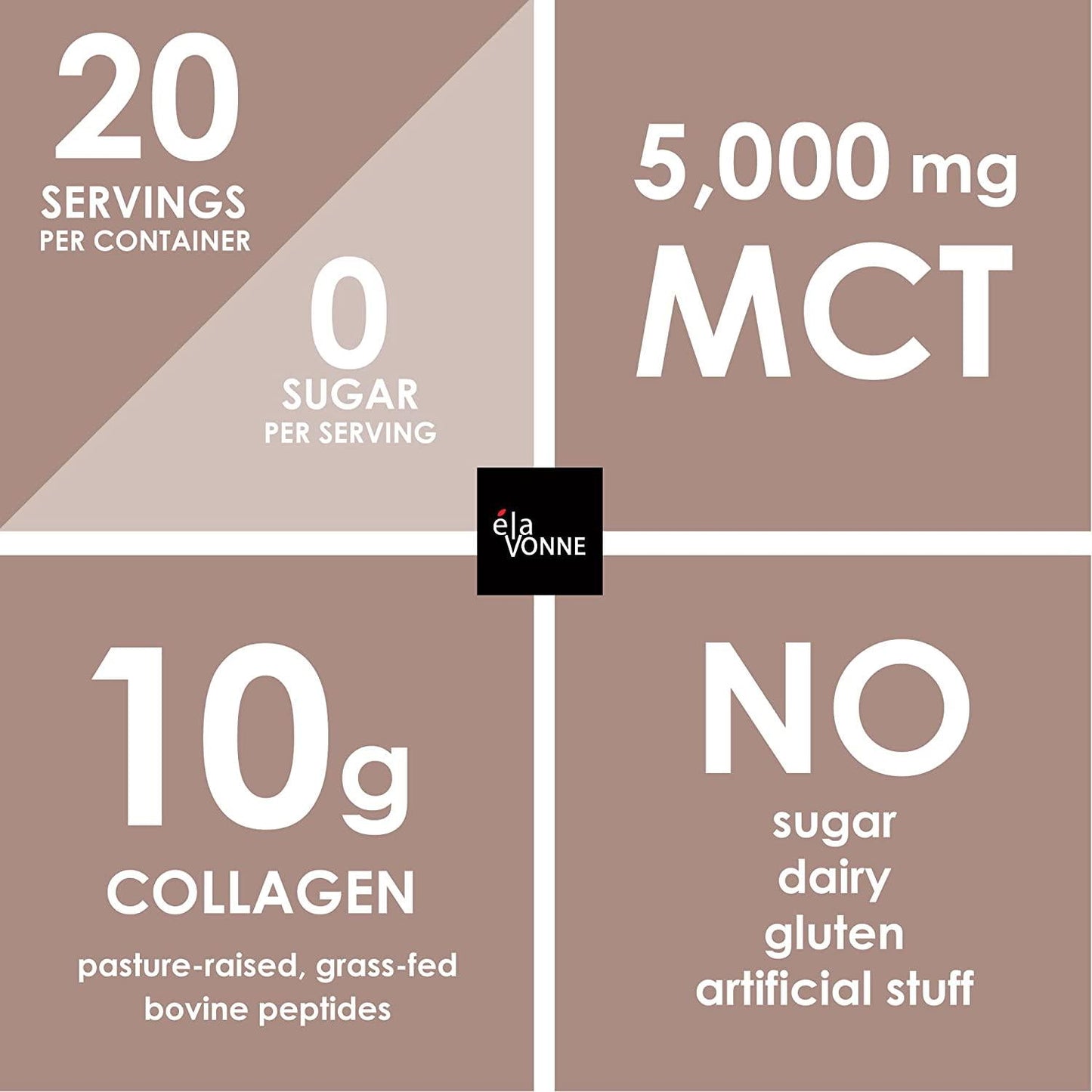 Collagen Creamer + MCT Oil for Coffee - Vanilla - Grass Fed Non Dairy Protein Peptides - Keto/Paleo - No Sugar - Supports Skin, Beauty, Joints, Gut, Hair, Nails - Elavonne