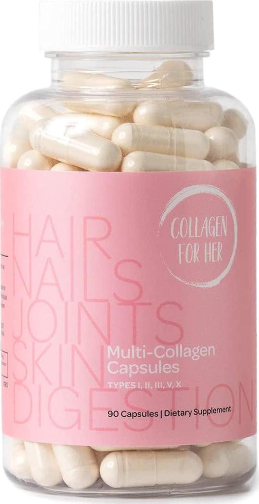 Collagen For Her: Multi Collagen Capsules (Types I, II, III, V, X) - Collagen Peptide Protein Capsules for Women | Hair, Skin, Nails, Joints, and Beauty | Available in Single and 3 Packs. (1 Pack)
