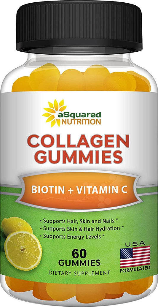 Collagen Gummies with Biotin, Zinc, Vitamin C and E - Collagen Protein Supplements for Women and Men - Alternative to Collagen Peptides Powder, Pills and Capsules - Hair, Skin and Nails - 60 Gummy Ct