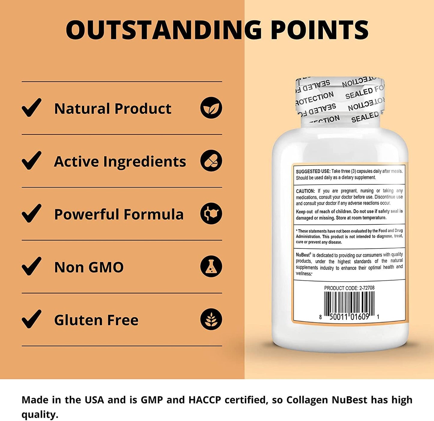 Collagen NuBest 90 Capsules Beauty Skin Formula, Promotes Hair and Nail Health with Hydrolysate Collagen (Pack of 1)