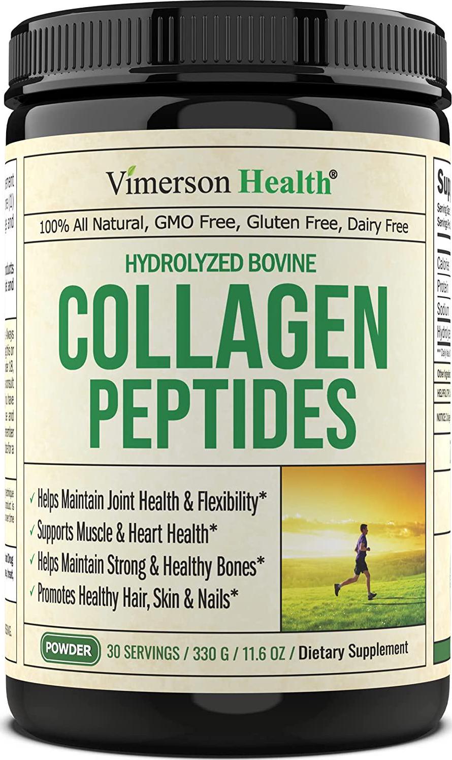 Collagen Peptide Powder Natural Protein Supplement - Hydrolyzed Bovine Pasture-Raised Collagen Peptides for Youthful Hair, Skin and Nails. Supports Healthy Muscles, Bones and Ligaments - 30 Day Supply