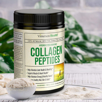 Collagen Peptide Powder Natural Protein Supplement - Hydrolyzed Bovine Pasture-Raised Collagen Peptides for Youthful Hair, Skin and Nails. Supports Healthy Muscles, Bones and Ligaments - 30 Day Supply