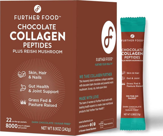 Collagen Peptide Powder, Dark Chocolate Collagen with Cacao, Grass-Fed Pasture-Raised Hydrolyzed Type 1 and 3 Protein, Gut Health + Joint, Hair, Skin, Nails, Paleo Keto Sugar-Free (28 Servings) (22 Count Stick Packs)