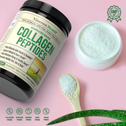 Collagen Peptide Powder Natural Protein Supplement - Hydrolyzed Bovine Pasture-Raised Collagen Peptides for Youthful Hair, Skin and Nails. Supports Healthy Muscles, Bones and Ligaments - 30 Day Supply