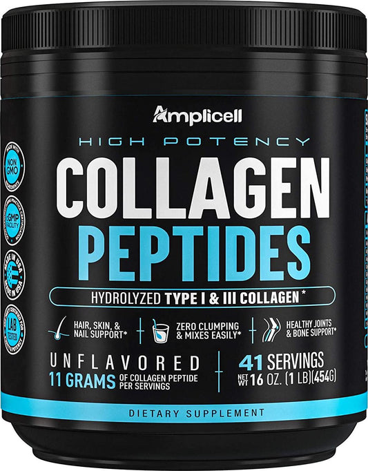 Collagen Peptides - 454g Hydrolyzed Collagen Powder - Type 1 and Type 3 Multi Collagen Protein Powder - Unflavored Collagen Peptides Powder - Collagen Protein Skin, Nails and Hair Supplement - 41 Servings