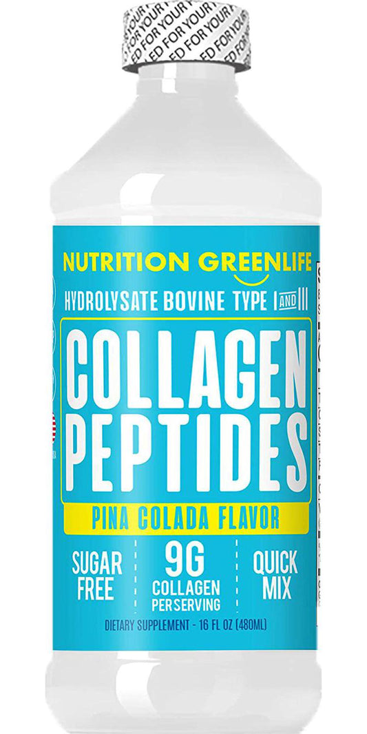 Collagen Peptides Hydrolyzed Liquid Concentrate 9000mg Hair, Skin, Nail Health Supplement Sugar Free Vitamin C 16 oz