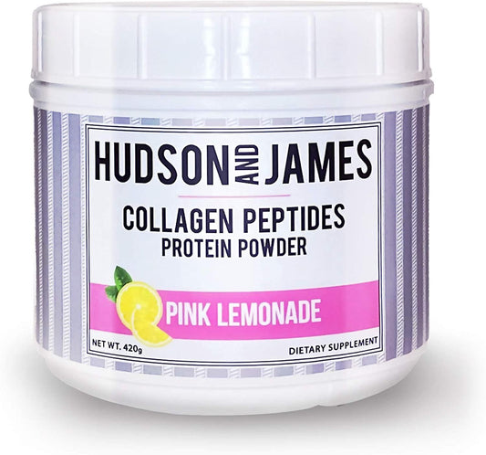 Collagen Peptides, Hydrolyzed Collagen Protein Powder, Collagen Peptides Powder Supplement with Vitamin C, Pink Lemonade, 420g - Hudson and James
