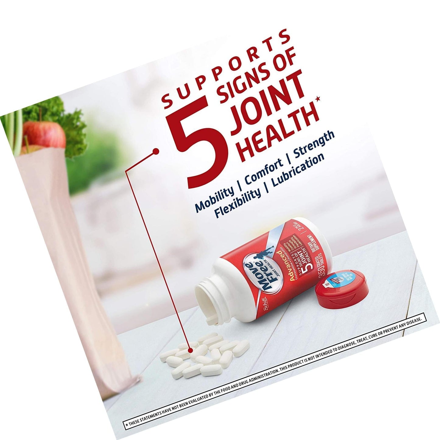 Collagen Peptides Powder, Move Free Hydrolyzed Collagen Powder for Women and Men, Supports Joint, Bone and Immune Health and Vibrant Skin* with FruiteX-B, Biotin and Vitamin C, Unflavored (27 Servings)