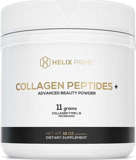 Collagen Peptides Powder Unflavored 1LB Jar 16OZ Grass Fed Pasture Raised Bovine Collagen for Beauty Skin Nails Hair with 18 Amino Acids for Hot or Cold Beverages Smoothies NO Additives Made in USA