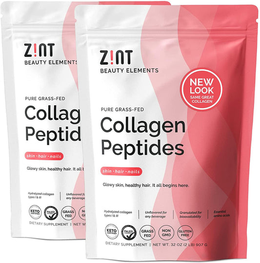 Collagen Powder Collagen Peptides (64 oz Bundle, 2 x 32 oz): Keto Certified, Paleo, Grass-Fed Hydrolyzed Beauty Protein Powder Supplement - for Skin, Hair and Nails