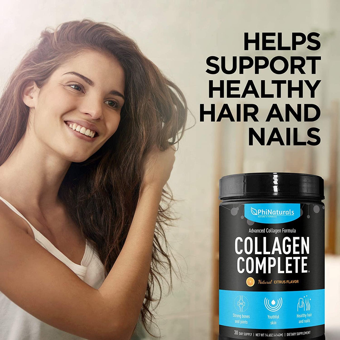 Collagen Powder - Hydrolyzed Collagen - Anti-Aging Collagen Supplements - Premium Bovine Collagen Hydrolysate - Grass Fed Non-GMO - Collagen Peptides Powder (Citrus Flavored)