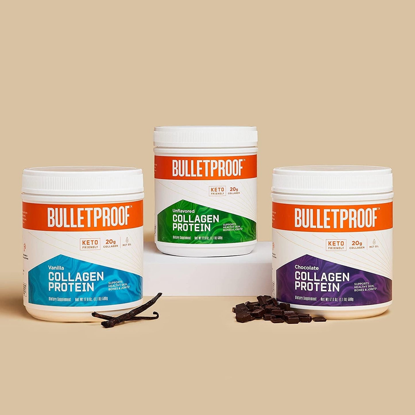 Collagen Protein Bars, Vanilla Shortbread, 11g Protein, 12 Pack, Bulletproof Grass Fed Healthy Snacks, Made with MCT Oil, 2g Sugar, No Added Sugar