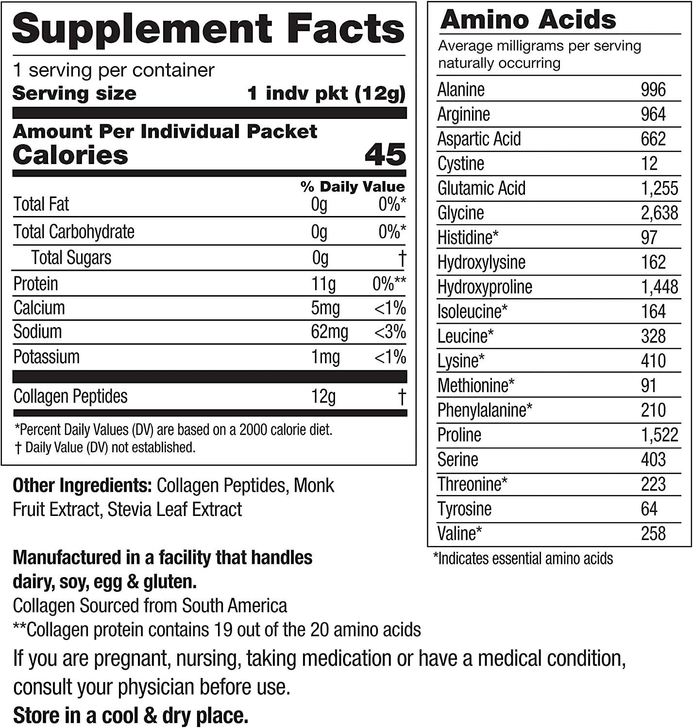 Collagen Protein Coffee Mix-in (12g) Grass-Fed Pure Protein - Keto and Paleo Friendly - NO Dairy, Whey, or Soy - Naturally Sweetened- Sugar-Free - 6 Pack