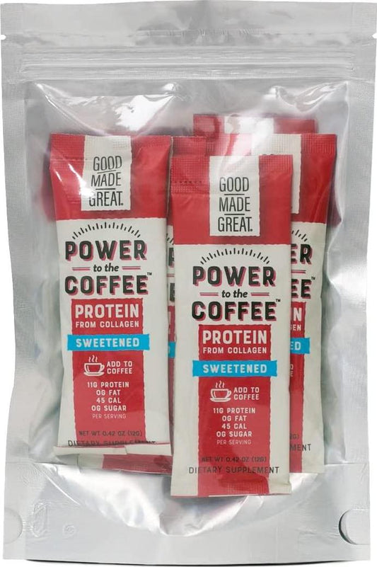Collagen Protein Coffee Mix-in (12g) Grass-Fed Pure Protein - Keto and Paleo Friendly - NO Dairy, Whey, or Soy - Naturally Sweetened- Sugar-Free - 6 Pack