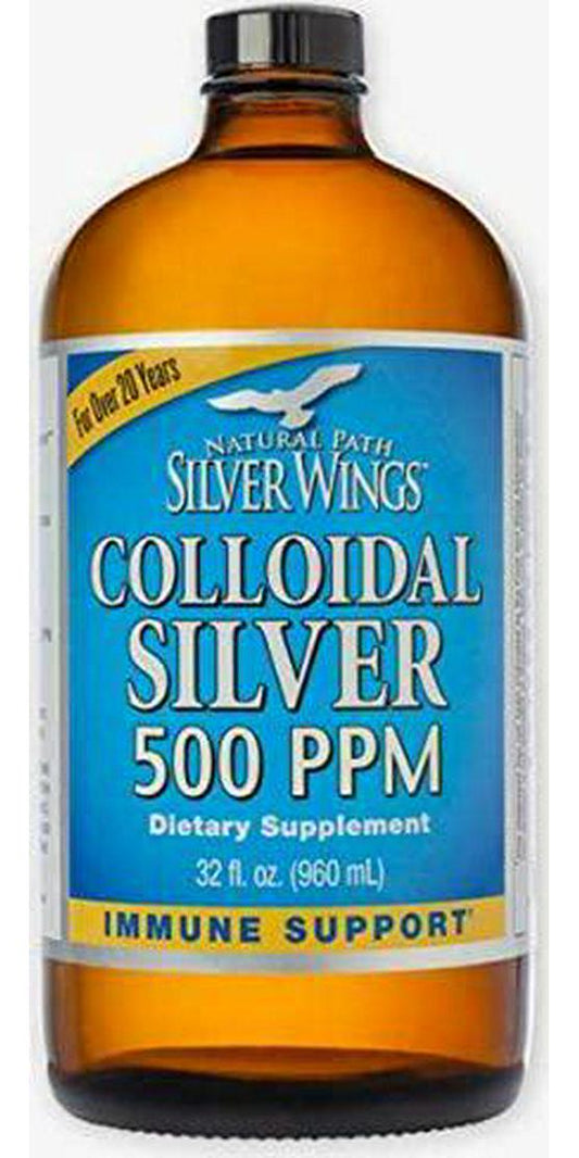 Colloidal Silver 500 PPM Natural Path Silver Wings 32 fl oz Liquid