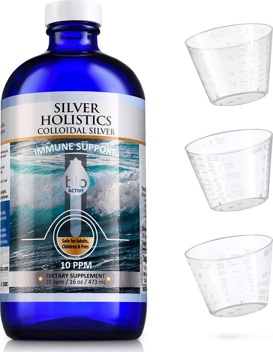 Colloidal Silver Liquid 10 ppm - Colloidal Silver Solution w/Measuring Cups by Silver Holistics