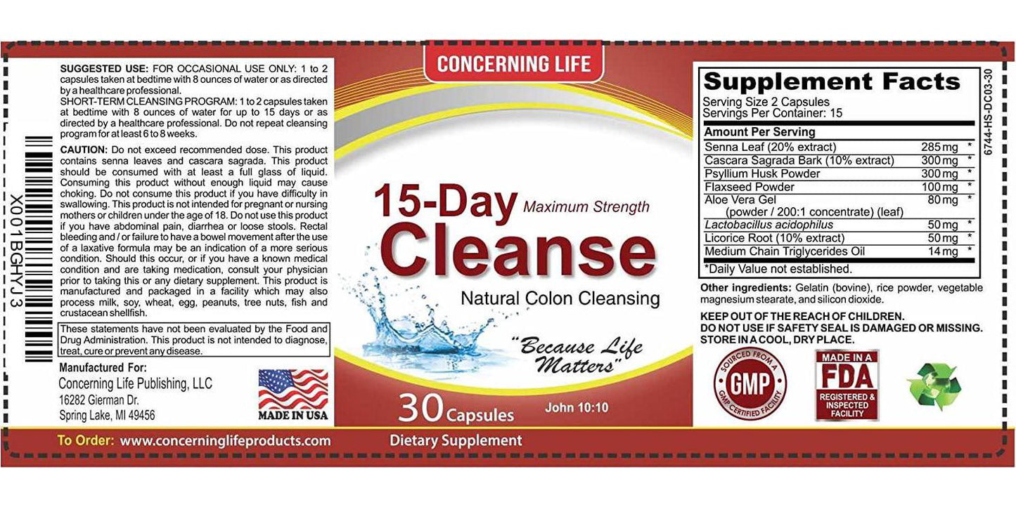 Colon Cleanse Detox for Weight Loss - Natural 15-Day Colon Cleansing Body Detox - Supports Healthy Bowel Movements - Increases Energy and Alleviates Bloating - Probiotic for Constipation Relief