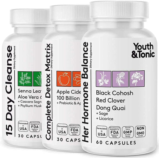 Colon Cleanser for Belly Waste Loss and Thinner Waistline and Woman PMS and Menopause Relief Support Pills | Female Hormone Balance and Bloating Support to Feel Lighter and Healthy Body Detox Cleanse for Energy