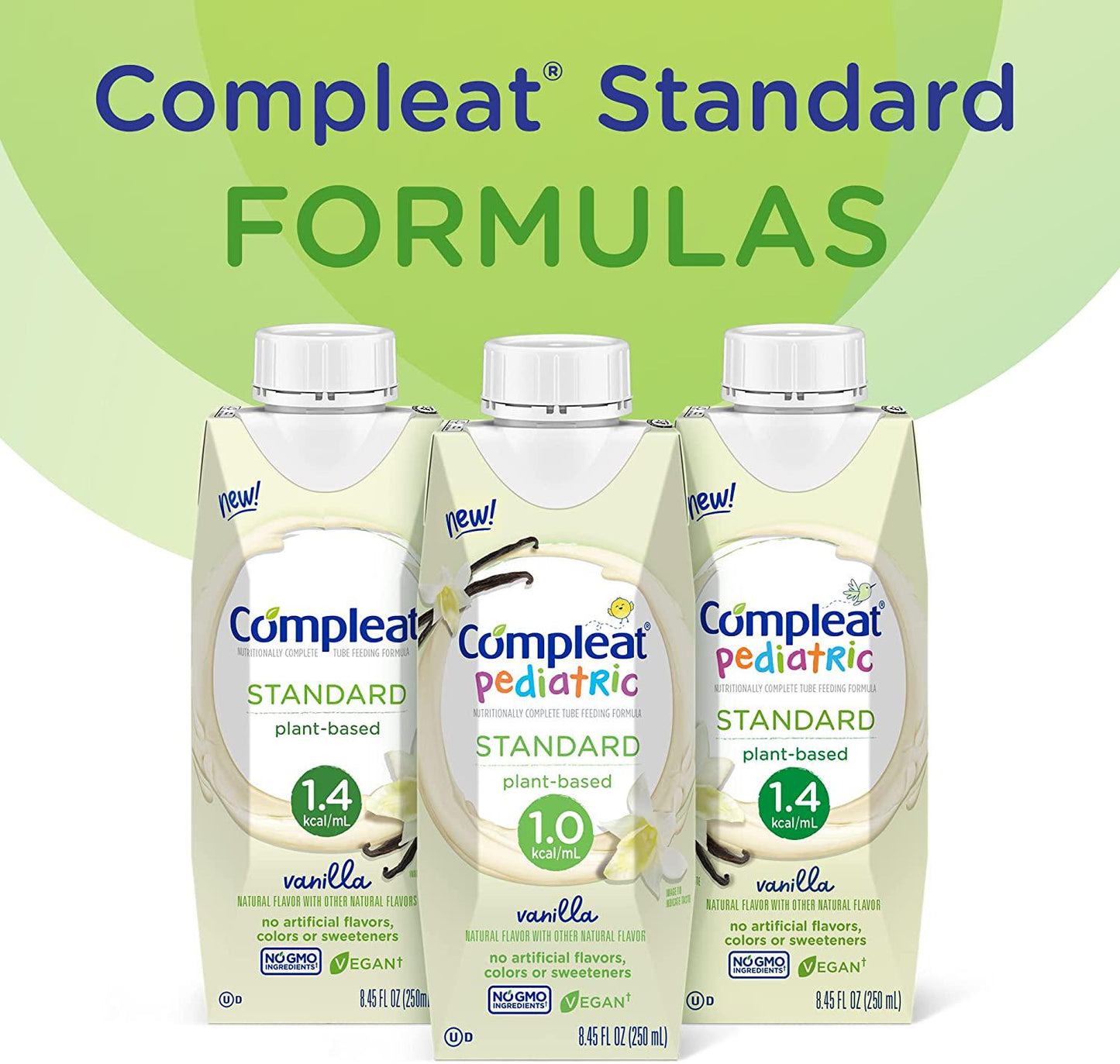 Compleat Pediatric Standard 1.0 Plant-Based Tube Feeding Formula, No Artifical Flavors, Colors or Sweeteners, Vanilla 24 x 8.45 fl oz Carton