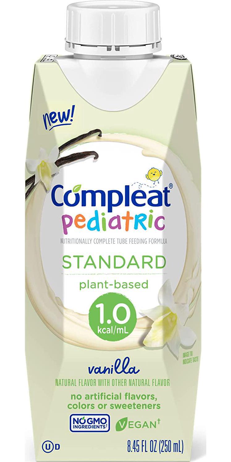 Compleat Pediatric Standard 1.0 Plant-Based Tube Feeding Formula, No Artifical Flavors, Colors or Sweeteners, Vanilla 24 x 8.45 fl oz Carton