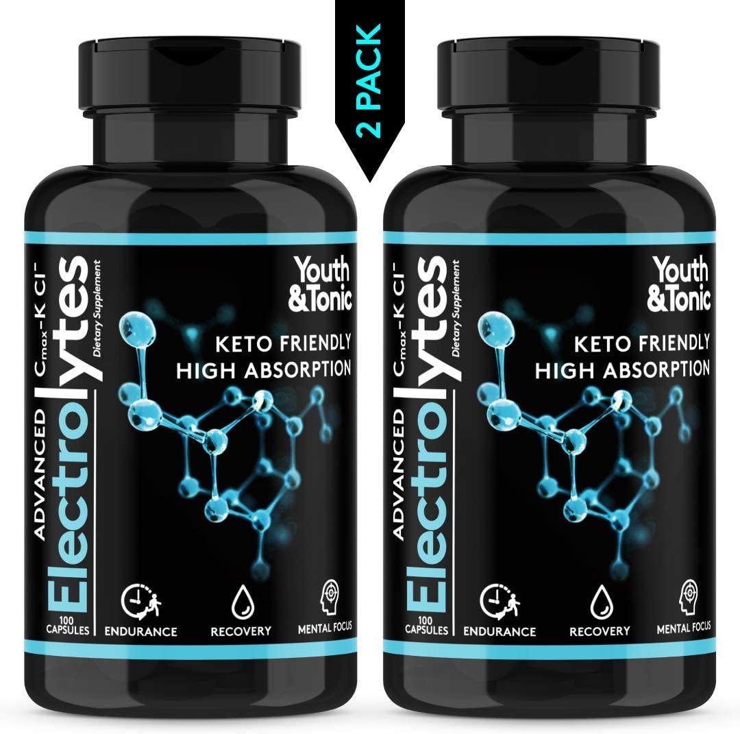 Complete Electrolyte Supplement | Highest Bioavailability | Cmax Chloride Potassium Magnesium | Boost Endurance Muscle Recovery Mental Focus | Rapid Rehydration Salts | Keto Friendly Pills | 200 caps