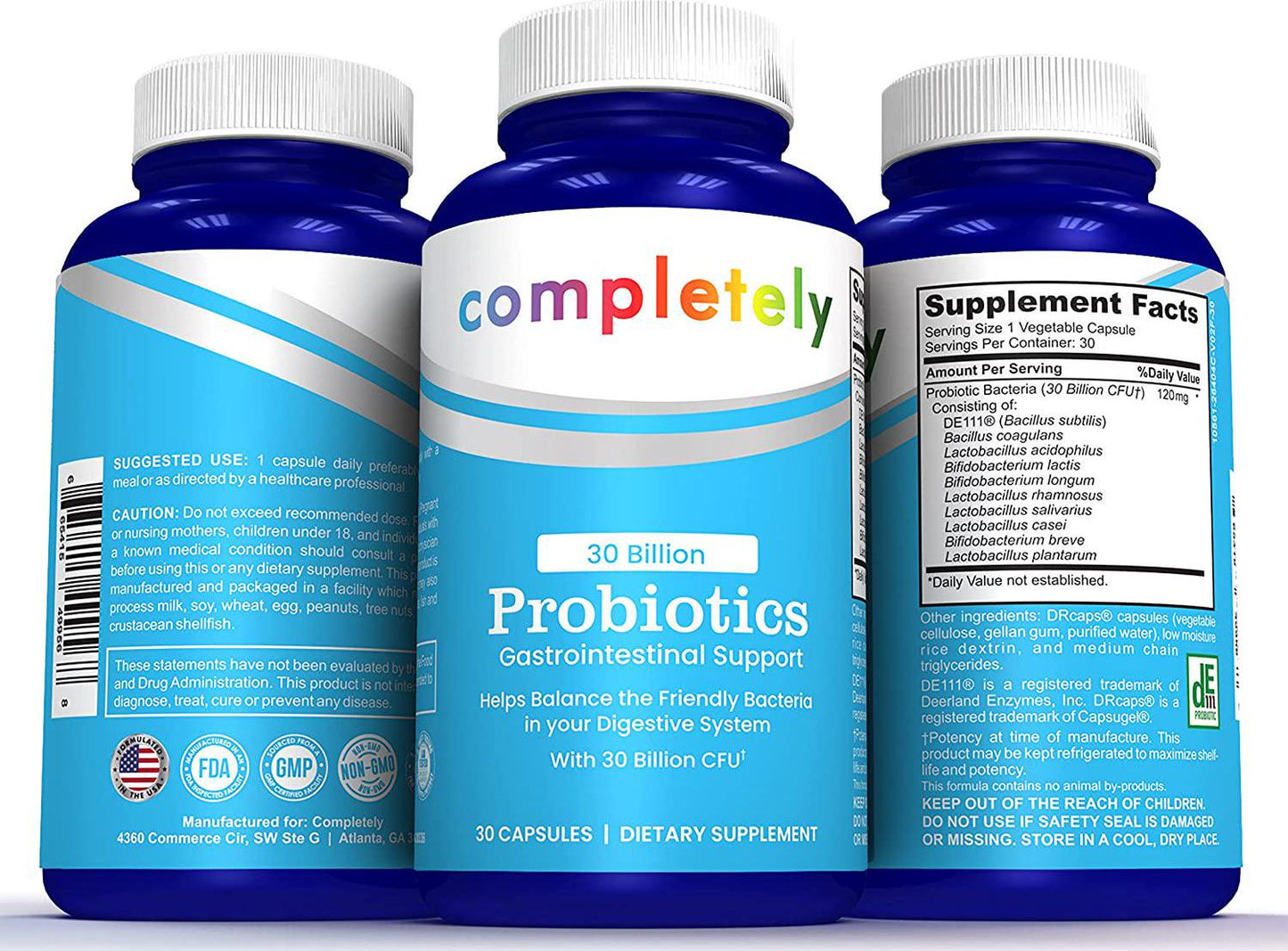 Completely 30 Billion CFU Guaranteed with 10 Strains Healthy Digestion Probiotic, Probiotics for Men, Women and Adults, Natural, Shelf Stable Probiotic, Non GMO