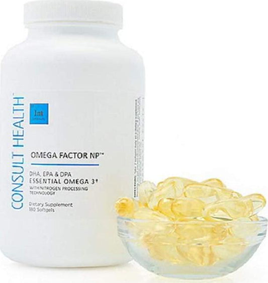 Consult Health Omega Factor NP DHA, EPA, and DPA Essential Omega 3 Dietary Supplement Softgels w/ 2600mg Fish Oil – Supports Brain and Heart Health - 180 Count (1 Pack)