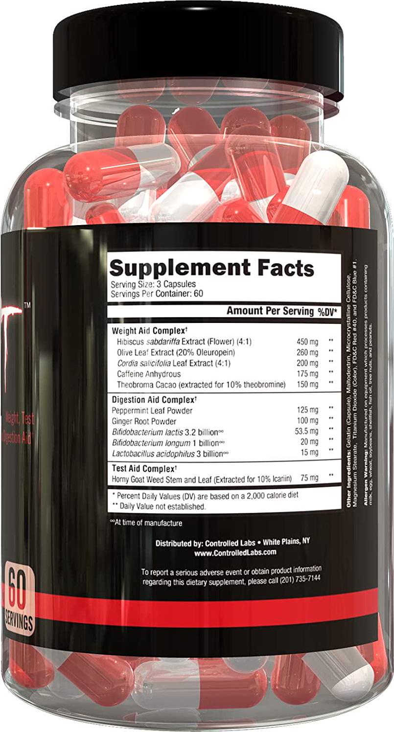 Controlled Labs, Red Light, Weight, Test and Digestion Aid, 60 Servings