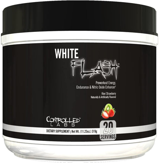 Controlled Labs White Flash Pre workout Energy Endurance and Nitric Oxide Enhancer Kiwi Strawberry 319 Grams