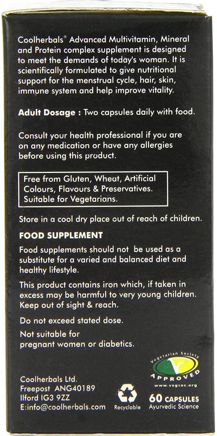 Coolherbals Advanced Vitamins Minerals and Protein Capsules Woman - Pack of 60 Capsules