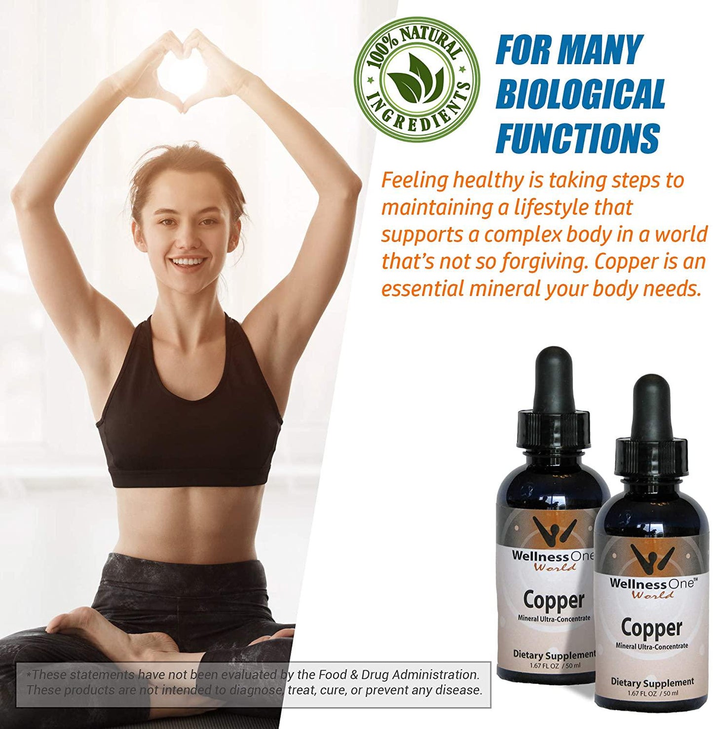 Copper - Best Liquid Ionic Mineral Supplement - (100 Days at 2mg per 10 Drops) 1.67fl oz. - Adjust Serving Sizes for Kids, Men and Women.