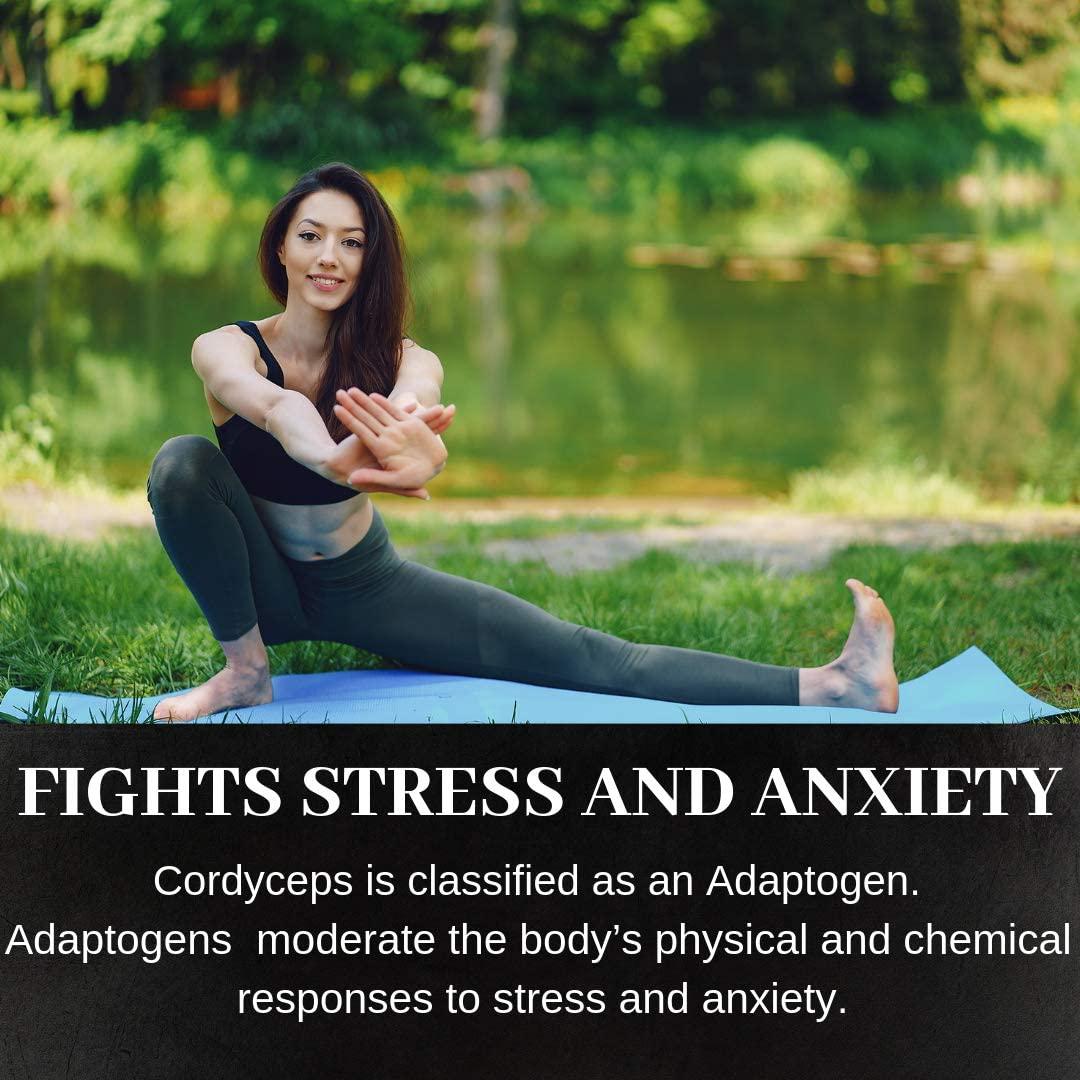 Cordyceps Mushroom Capsules Energy Immune System Asthma AMPK and Adrenal/Kidney Support Dual Extract 30% Beta-D-Glucans