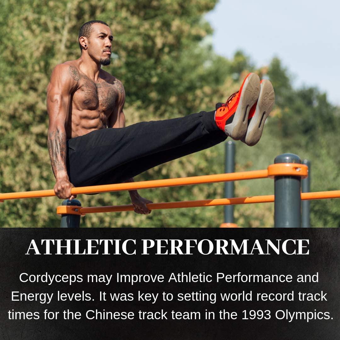 Cordyceps Mushroom Capsules Energy Immune System Asthma AMPK and Adrenal/Kidney Support Dual Extract 30% Beta-D-Glucans