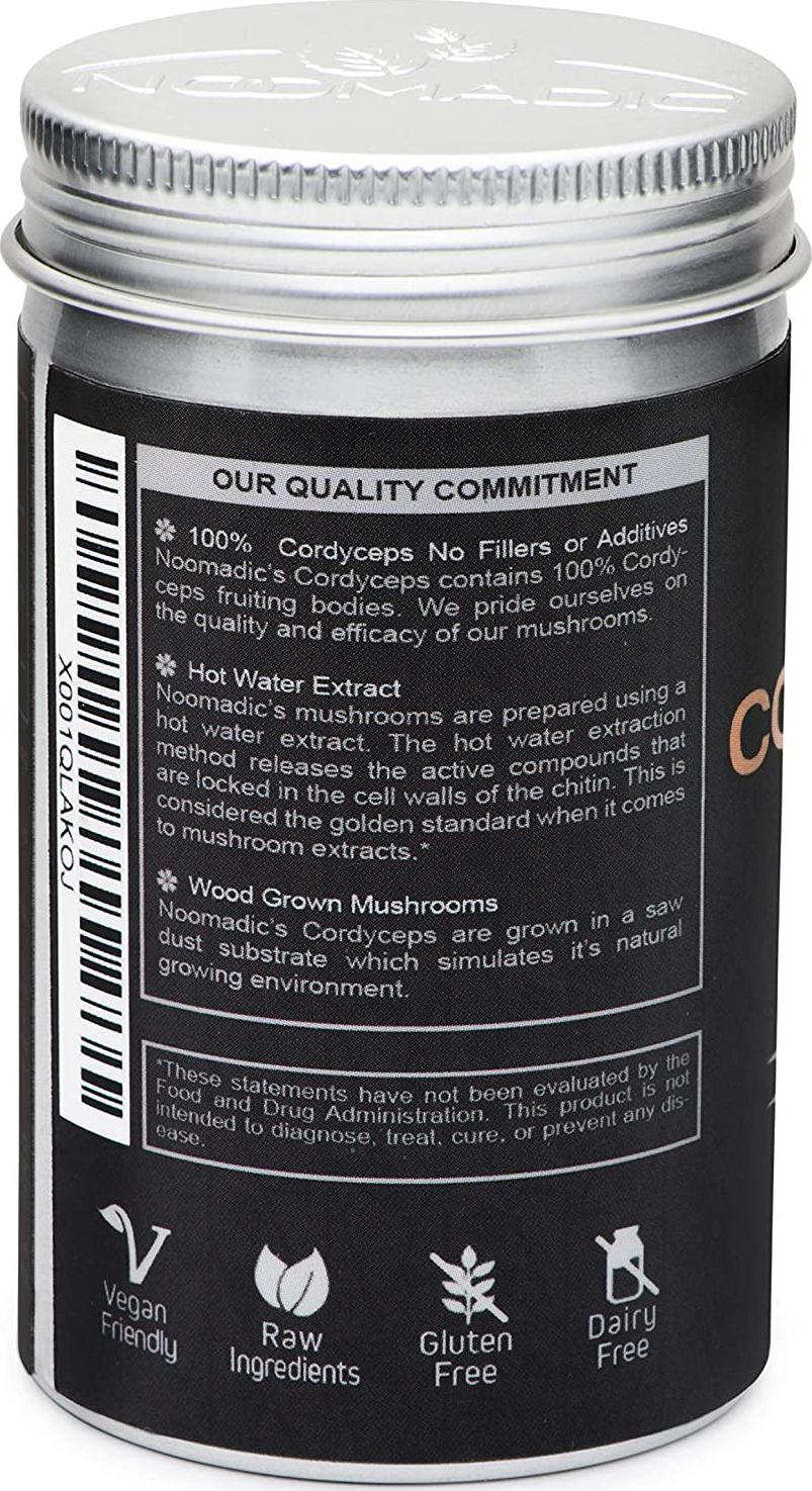 Cordyceps Mushroom Capsules Energy Immune System Asthma AMPK and Adrenal/Kidney Support Dual Extract 30% Beta-D-Glucans