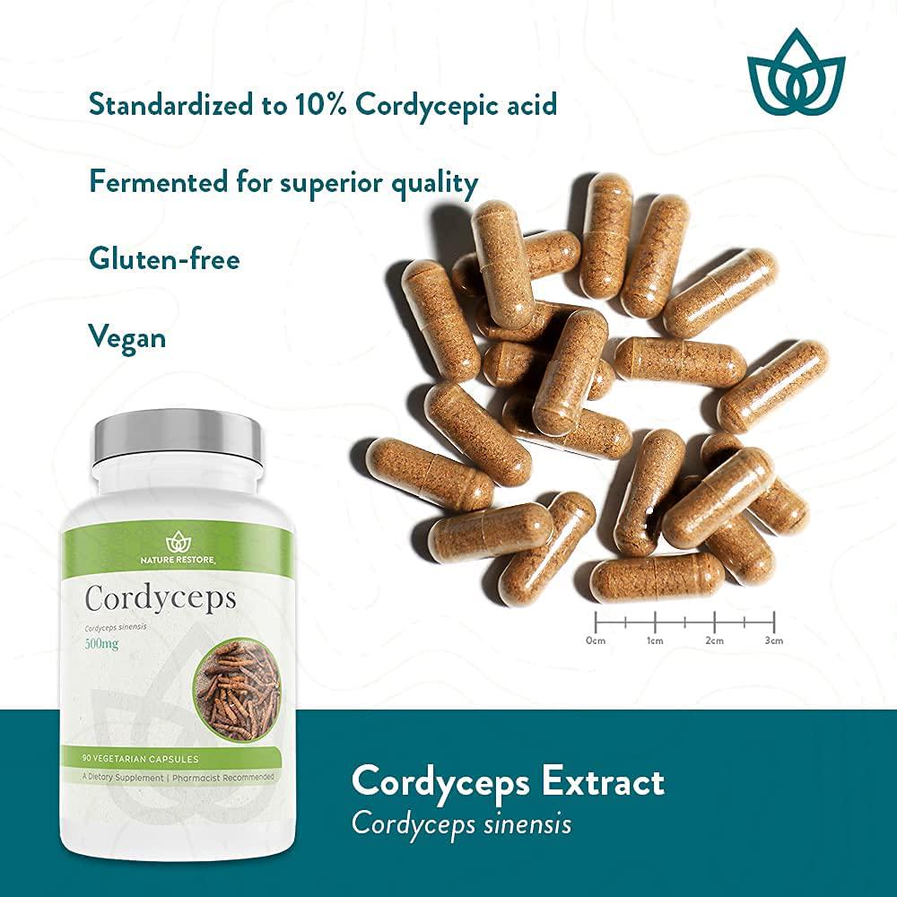 Cordyceps Sinensis Mushroom Extract Supplement, Pure CS-4 Strain, Standardized to 10 Percent Cordycepic Acid, 90 Capsules, Manufactured in USA, Non-GMO, Gluten Free