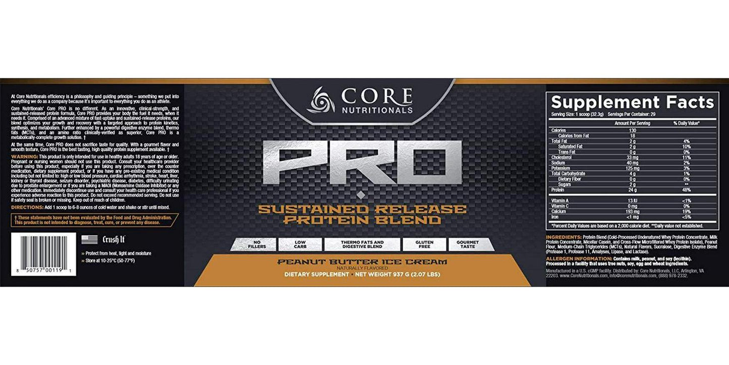 Core Nutritionals Core PRO - 29 Servings - Peanut Butter Ice Cream